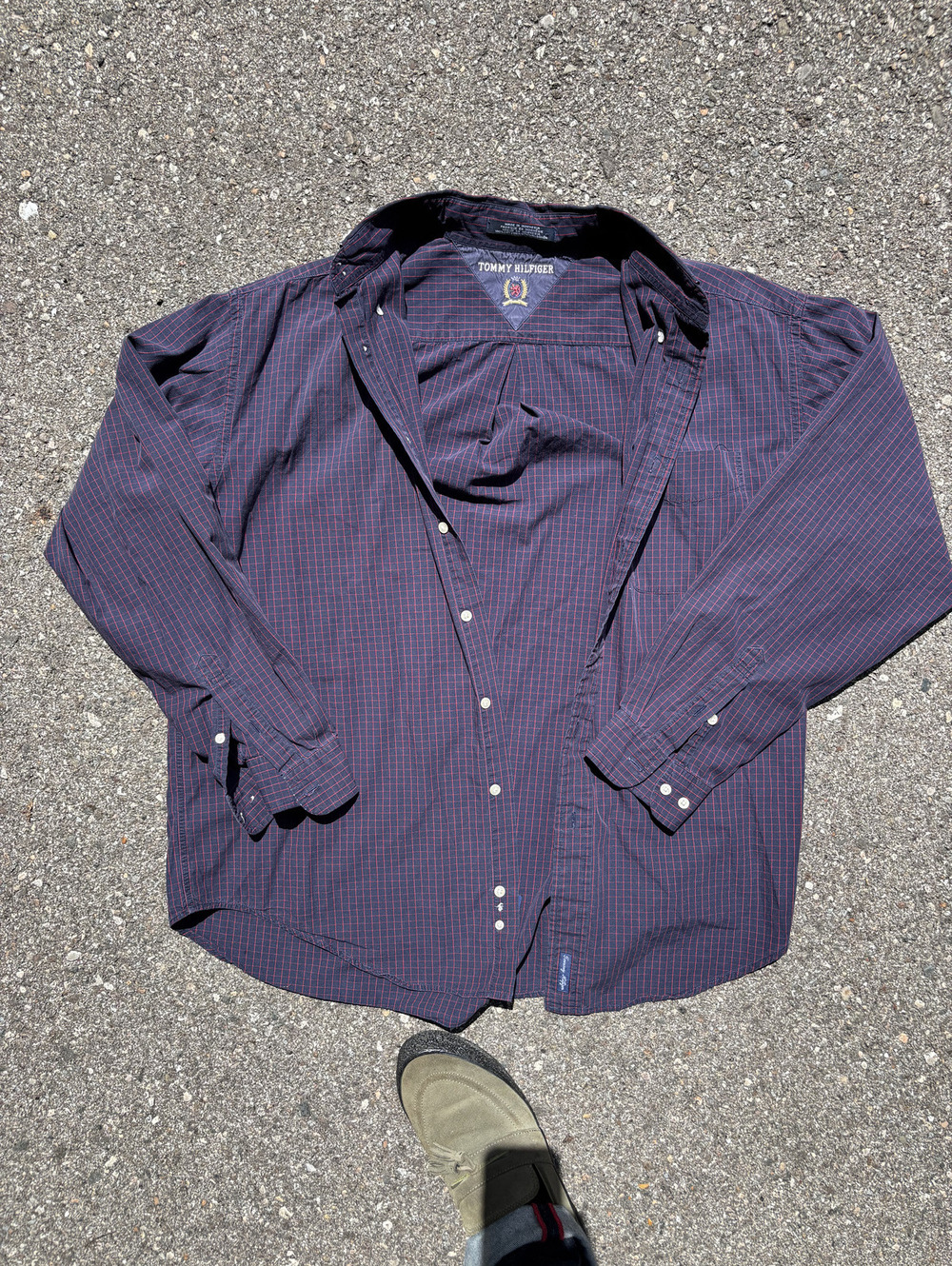 90s Tommy Hilfiger purple check button-up shirt